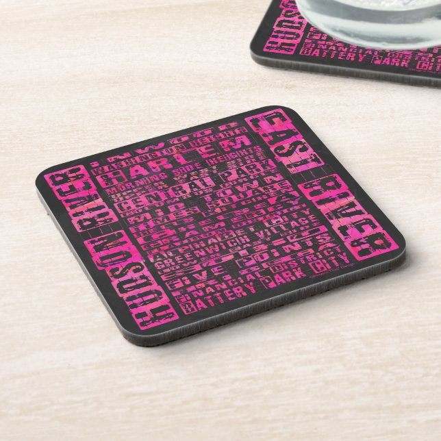 NYC Neighbourhoods Hot Pink Coaster (Left Side)