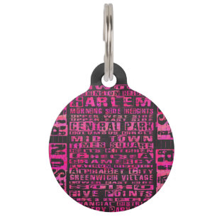 NYC Neighbourhoods Hot Pink Pet Tag
