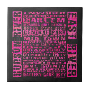 NYC Neighbourhoods Hot Pink Tile