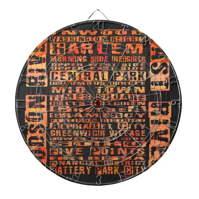 NYC Neighbourhoods Orange Dartboard (Front)