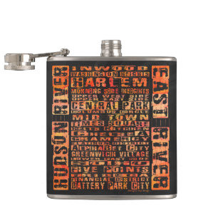 NYC Neighbourhoods Orange Hip Flask