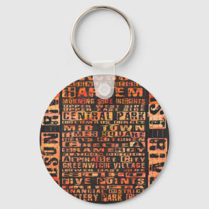 NYC Neighbourhoods Orange Key Ring