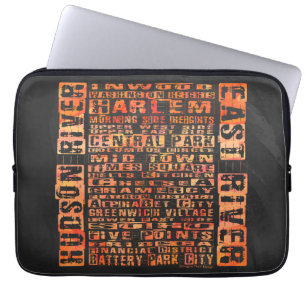 NYC Neighbourhoods Orange Laptop Sleeve
