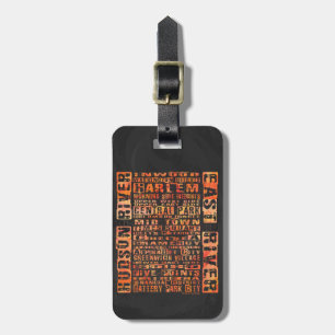 NYC Neighbourhoods Orange Luggage Tag