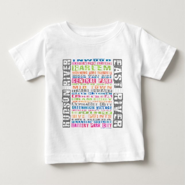 NYC Neighbourhoods Rainbow Baby T-Shirt (Front)