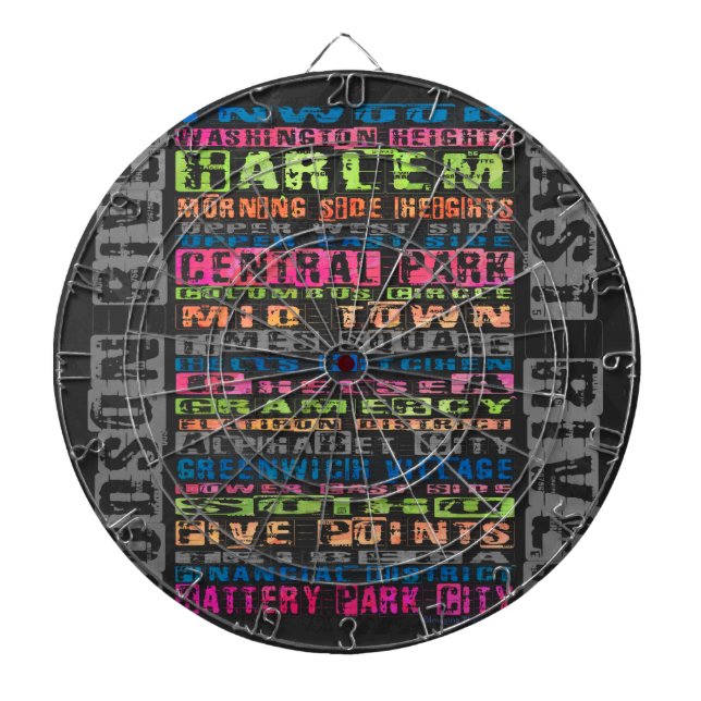 NYC Neighbourhoods Rainbow Dartboard (Front)