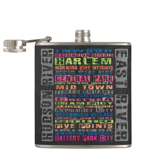 NYC Neighbourhoods Rainbow Hip Flask (Opened)