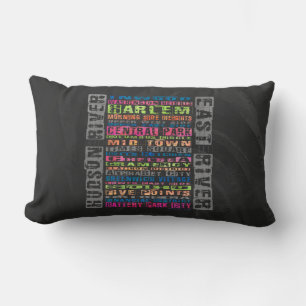 NYC Neighbourhoods Rainbow Lumbar Cushion