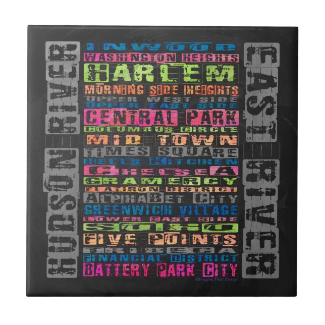 NYC Neighbourhoods Rainbow Tile (Front)