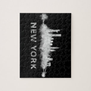 NYC New York black-White Skyline cityscape v01 Jigsaw Puzzle
