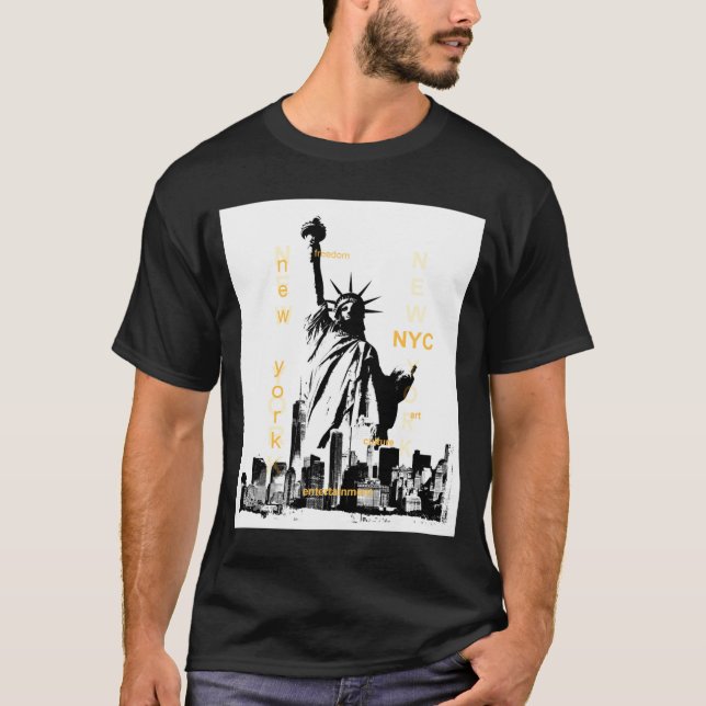 Nyc New York Brooklyn Bridge Liberty Statue Mens _ T-Shirt (Front)