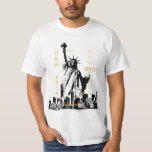 Nyc New York Brooklyn Bridge Liberty Statue Mens T-Shirt<br><div class="desc">Nyc Brooklyn Bridge Liberty Statue New York City Manhattan Elegant Template Men's Value White T-Shirt.</div>