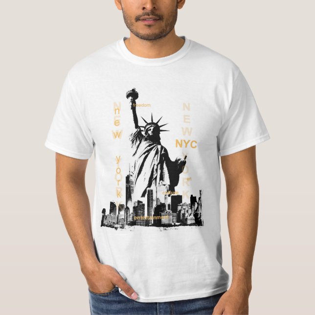 Nyc New York Brooklyn Bridge Liberty Statue Mens T-Shirt (Front)