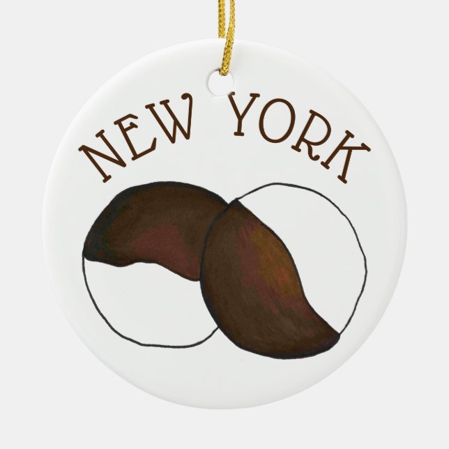 NYC New York City Black and White Cookie Ceramic Ornament (Front)