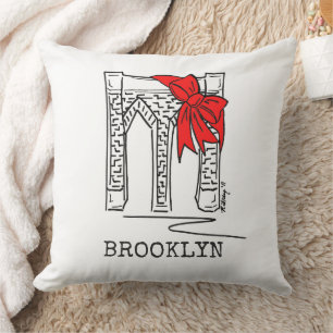 NYC New York City Brooklyn Bridge Christmas Decor Cushion