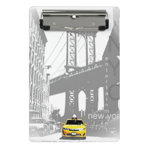 Nyc New York City Brooklyn Bridge Yellow Taxi Mini Clipboard