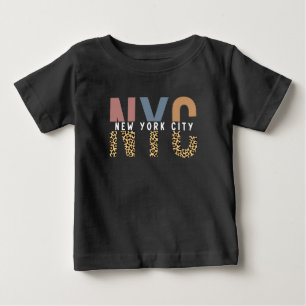 NYC New York City Cheetah print Typography Baby T-Shirt