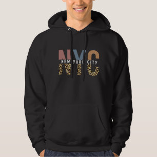 NYC New York City Cheetah print Typography Hoodie