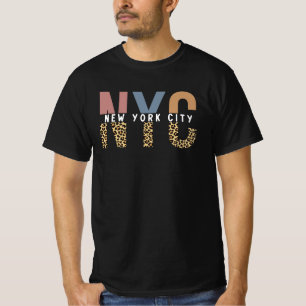 NYC New York City Cheetah print Typography T-Shirt