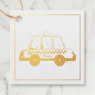 NYC New York City Chequered Taxi Cab Favour Tags