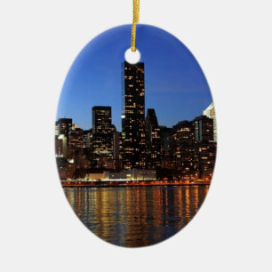 NYC New York City Manhattan Night Ceramic Ornament