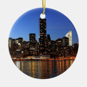 NYC New York City Manhattan Night Ceramic Ornament