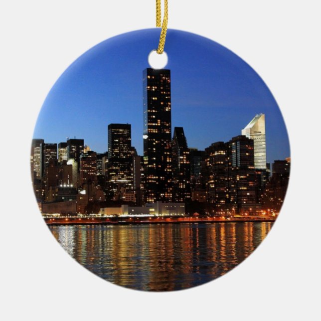 NYC New York City Manhattan Night Ceramic Ornament (Front)