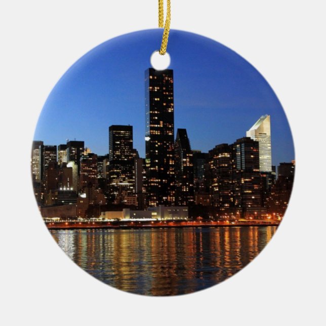 NYC New York City Manhattan Night Ceramic Ornament (Front)