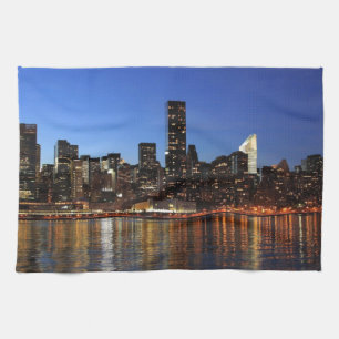 NYC New York City Manhattan Night Tea Towel