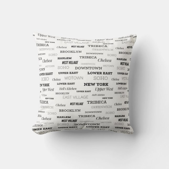 NYC New York City Neighbourhood Cushion (Front)