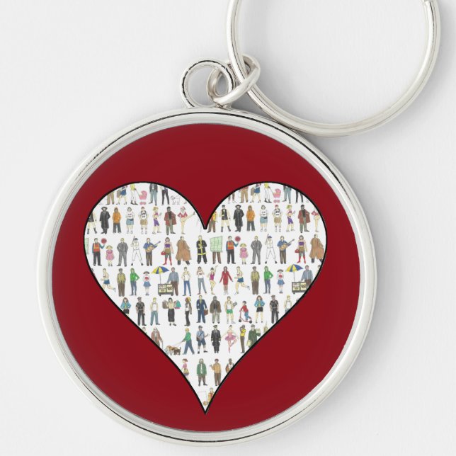 NYC New York City Red Heart People Keychain (Front)