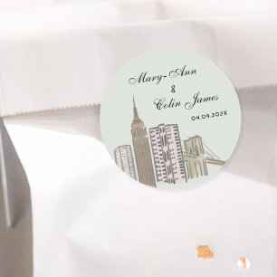 NYC New York City skyline wedding Sticker