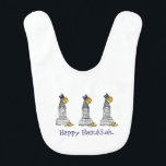 NYC New York Happy Hanukkah Chanukah Gelt Bib<br><div class="desc">Bib features an original marker illustration of a classic NYC landmark "dressed up" for the holidays!

Don't see what you're looking for? Need help with customisation? Contact this designer to have something created just for you.</div>