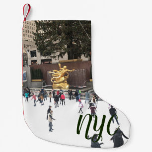 NYC New York Rockefeller Centre Tree Skating Rink Small Christmas Stocking