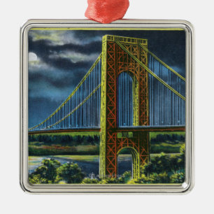 NYC, New YorkGeorge Washington Bridge at Night Metal Ornament