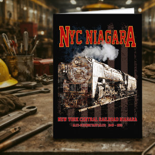 NYC Niagara Steam Locomotive with American flag Thank You Card