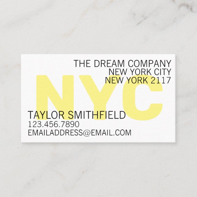 NYC Overlay Business Card (Front)