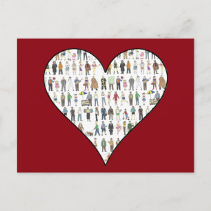 NYC People Red Heart New York City Postcard