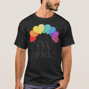 NYC Pride Typographic Rainbow Heart Design T-Shirt