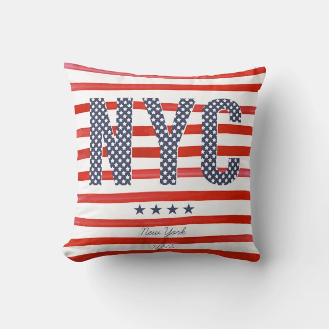 NYC | Red, White & Blue Design Cushion (Front)
