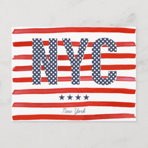 NYC   Red, White & Blue Design Postcard