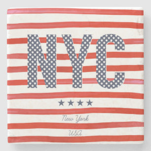 NYC   Red, White & Blue Design Stone Coaster