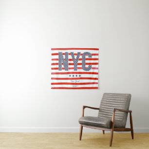 NYC Red, White & Blue Design Tapestry