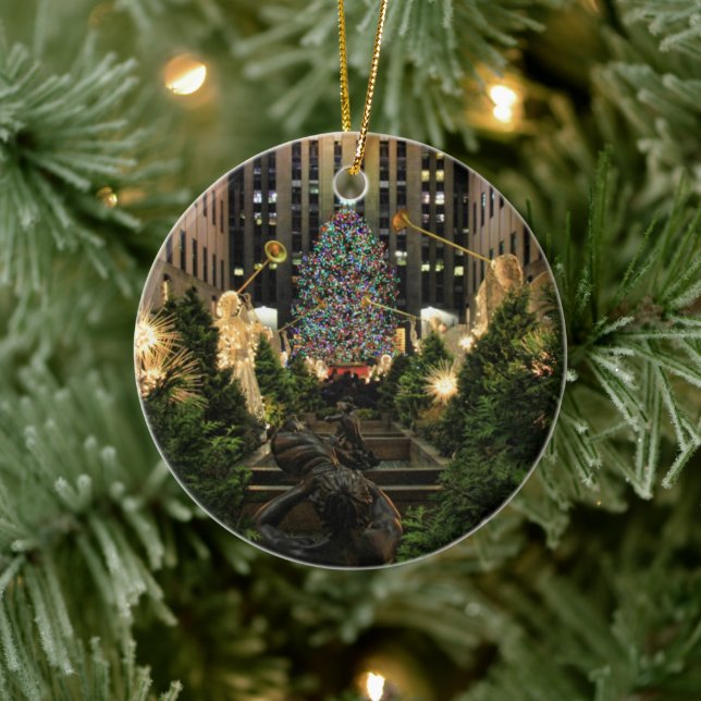 NYC Rockefeller Centre Christmas Tree, Angels Ceramic Ornament (Tree)
