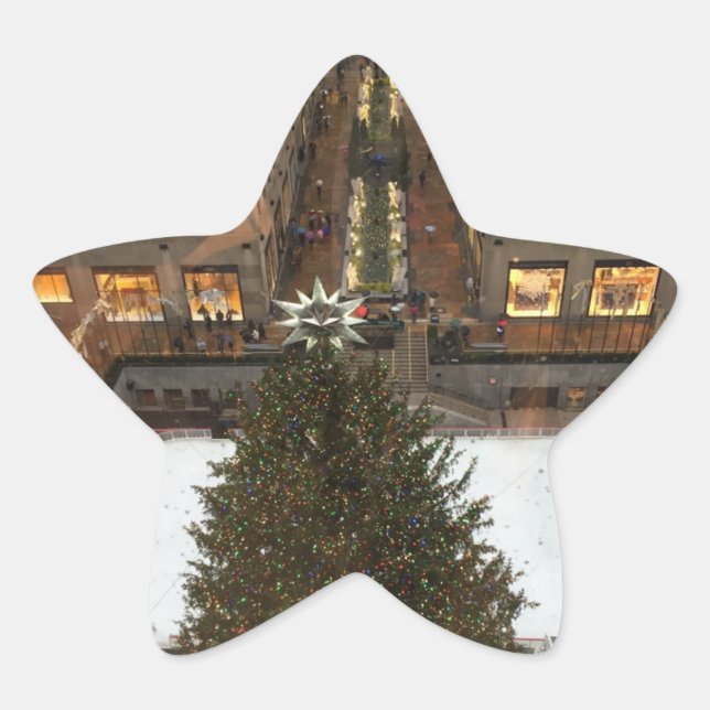 NYC Rockefeller Centre Christmas Tree Skating Rink Star Sticker (Front)