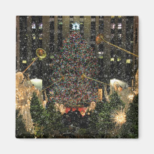 NYC Rockefeller Centre Xmas Tree Falling Snow Magnet