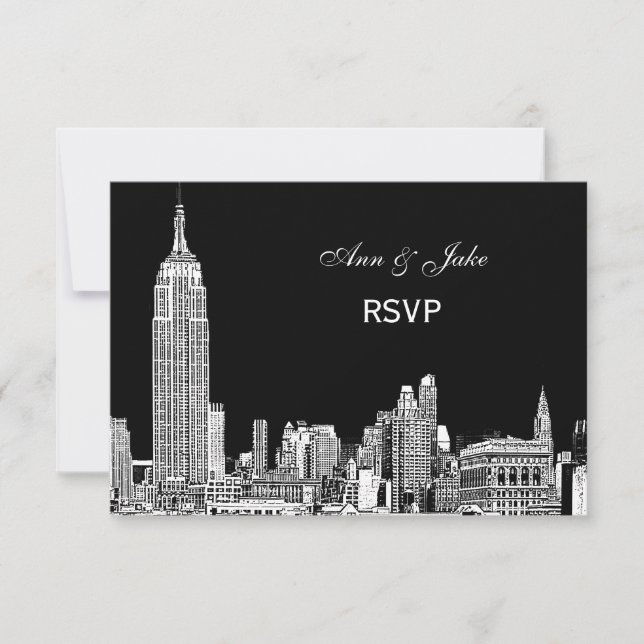 NYC Skyline 01 Etchd DIY BG Colour RSVP #2 Card (Front)