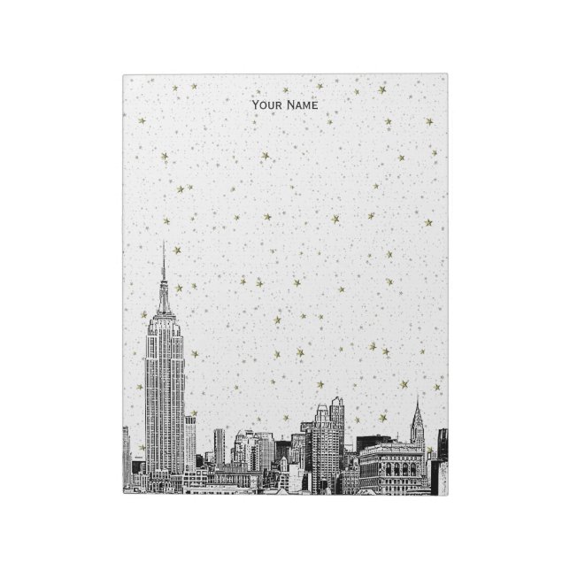 NYC Skyline 01 Etchd DIY BG Colour Starry Notepad (Rotated)