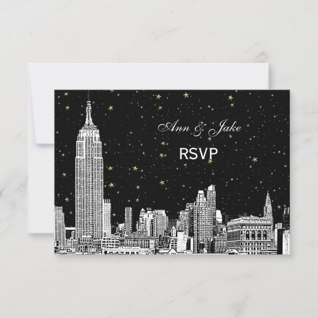 NYC Skyline 01 Etchd Starry DIY BG Colour RSVP #2 Card (Front)