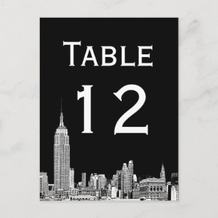 NYC Skyline 01 Etched Table Number Card